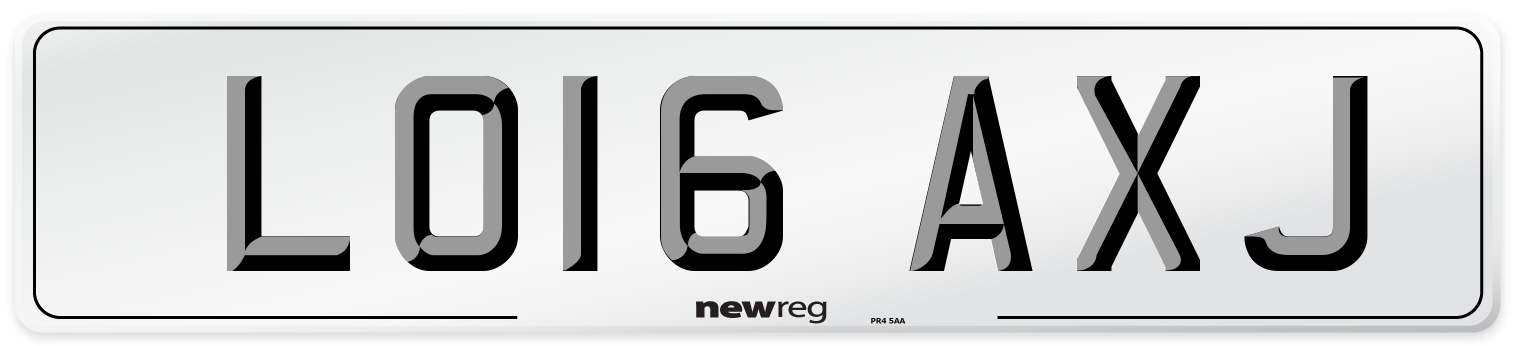 LO16 AXJ Number Plate from New Reg